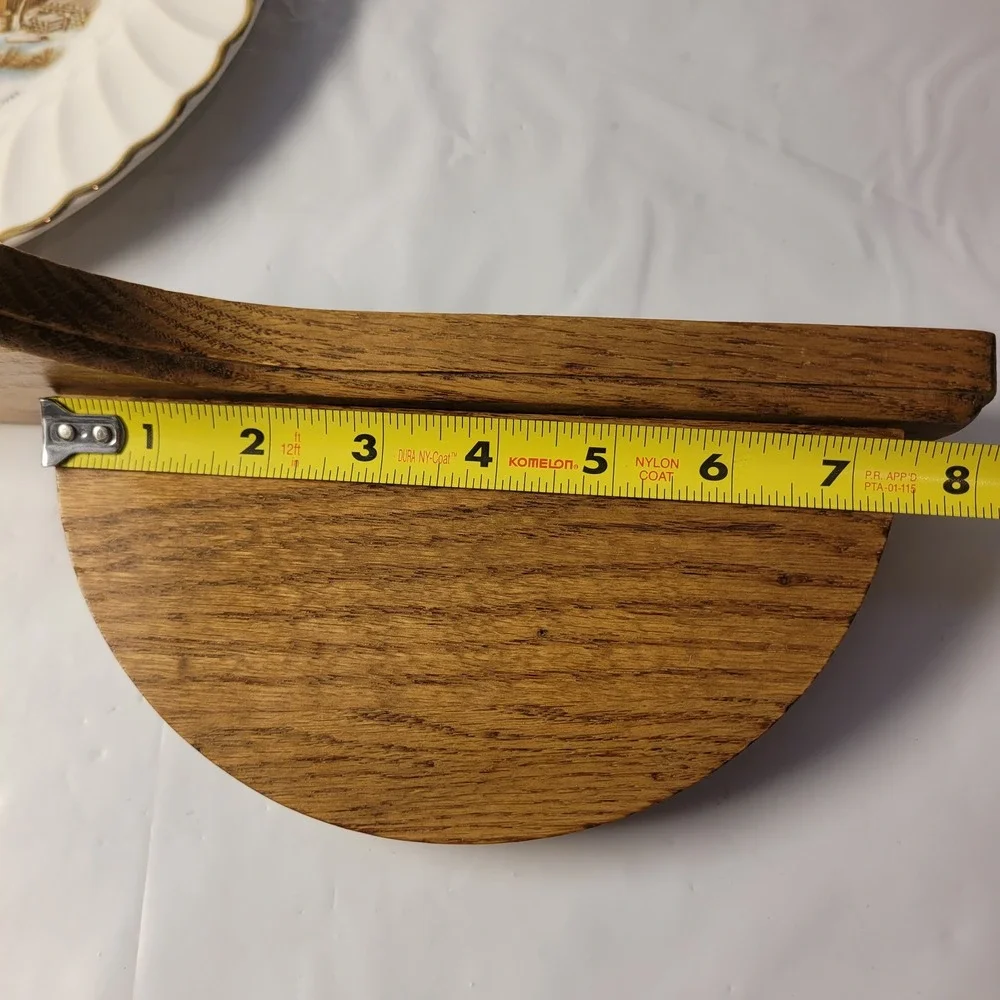 Northshore Wood Products Plate Holder Wall Shelf Oak with Currier & Ives Plate